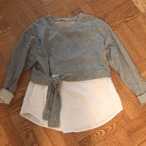 Zara sweatshirt top with white bottom